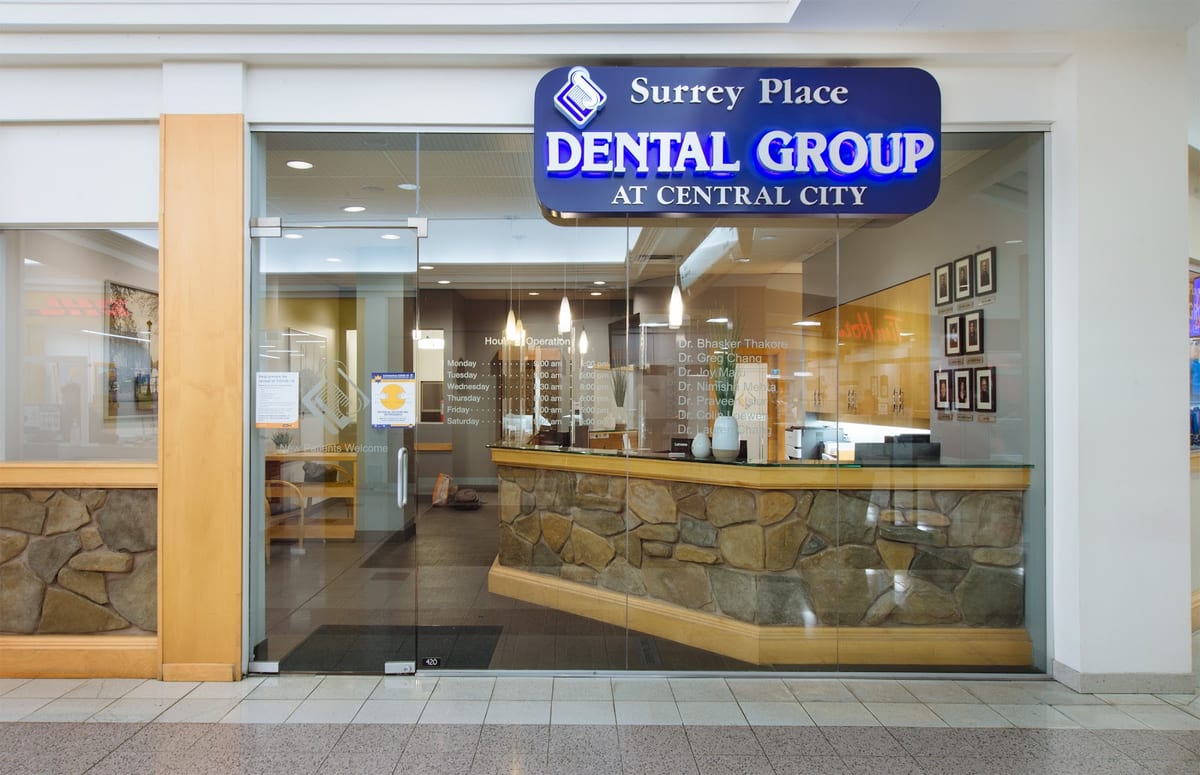 The entrance to Surrey Place Dental Group at Central City, seen from the mall concourse